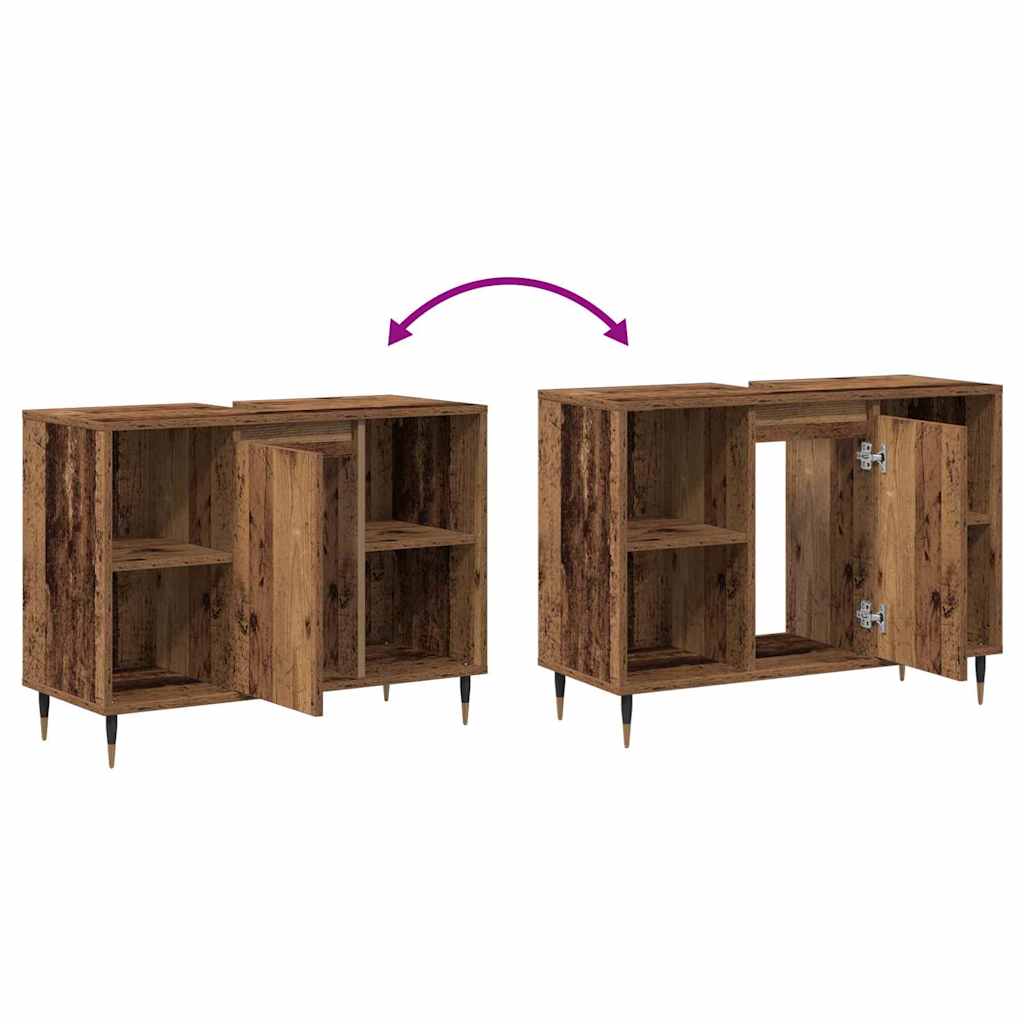 Badezimmerschrank Altholz 80 x 33 x 60 cm Holzwerkstoff