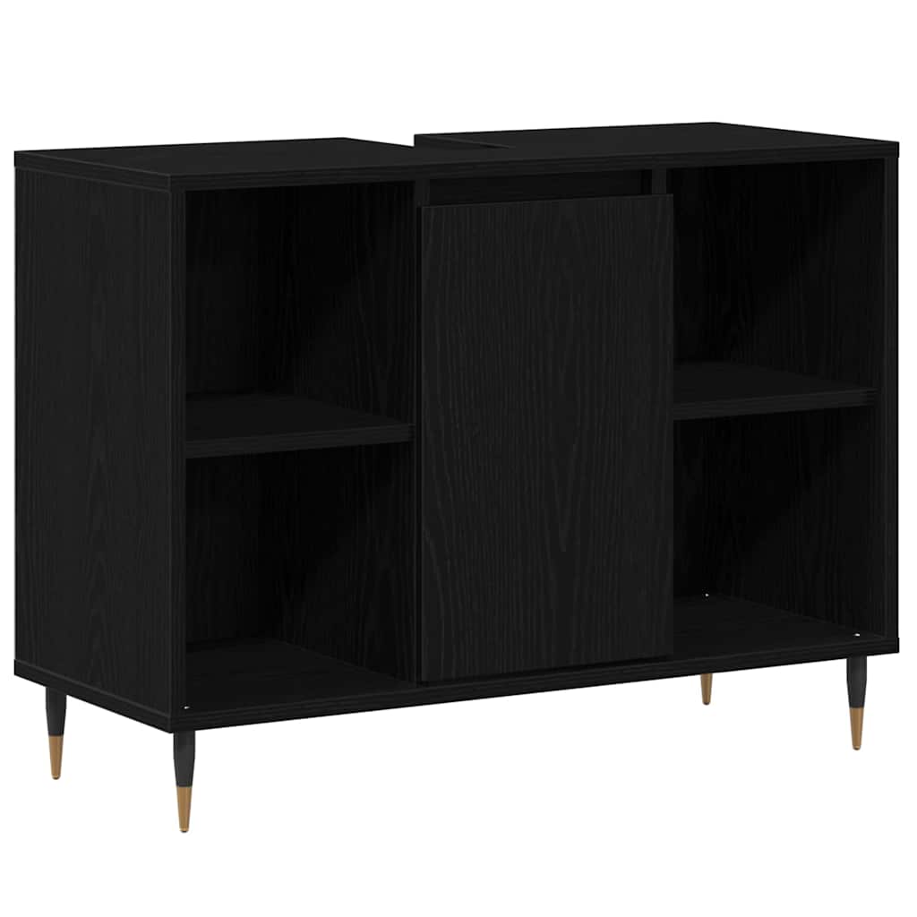 Badezimmerschrank Schwarz 80 x 33 x 60 cm Holzwerkstoff