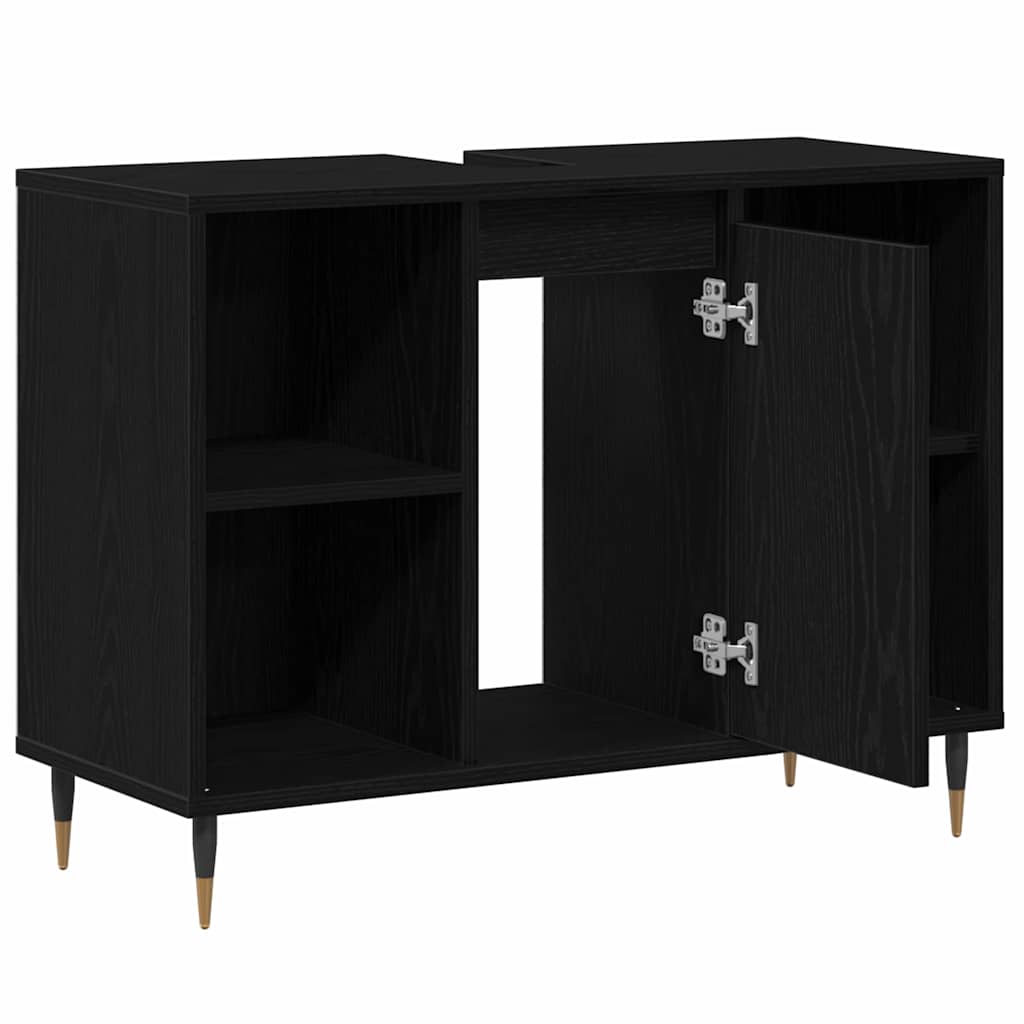 Badezimmerschrank Schwarz 80 x 33 x 60 cm Holzwerkstoff