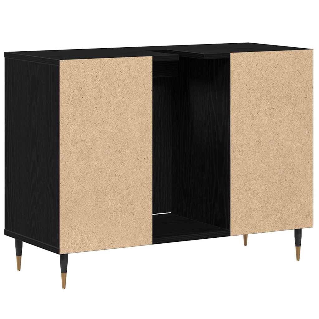 Badezimmerschrank Schwarz 80 x 33 x 60 cm Holzwerkstoff