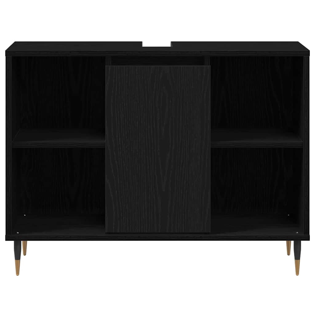 Badezimmerschrank Schwarz 80 x 33 x 60 cm Holzwerkstoff