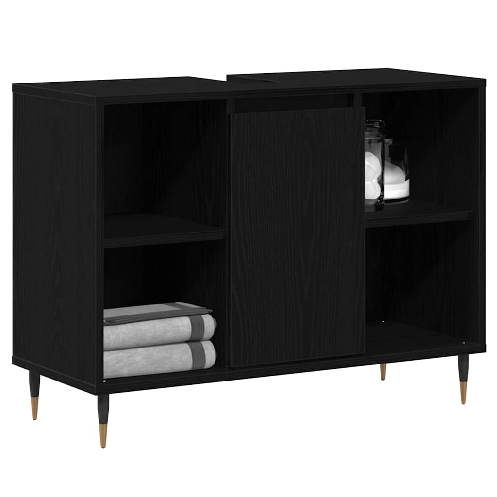 Badezimmerschrank Schwarz 80 x 33 x 60 cm Holzwerkstoff