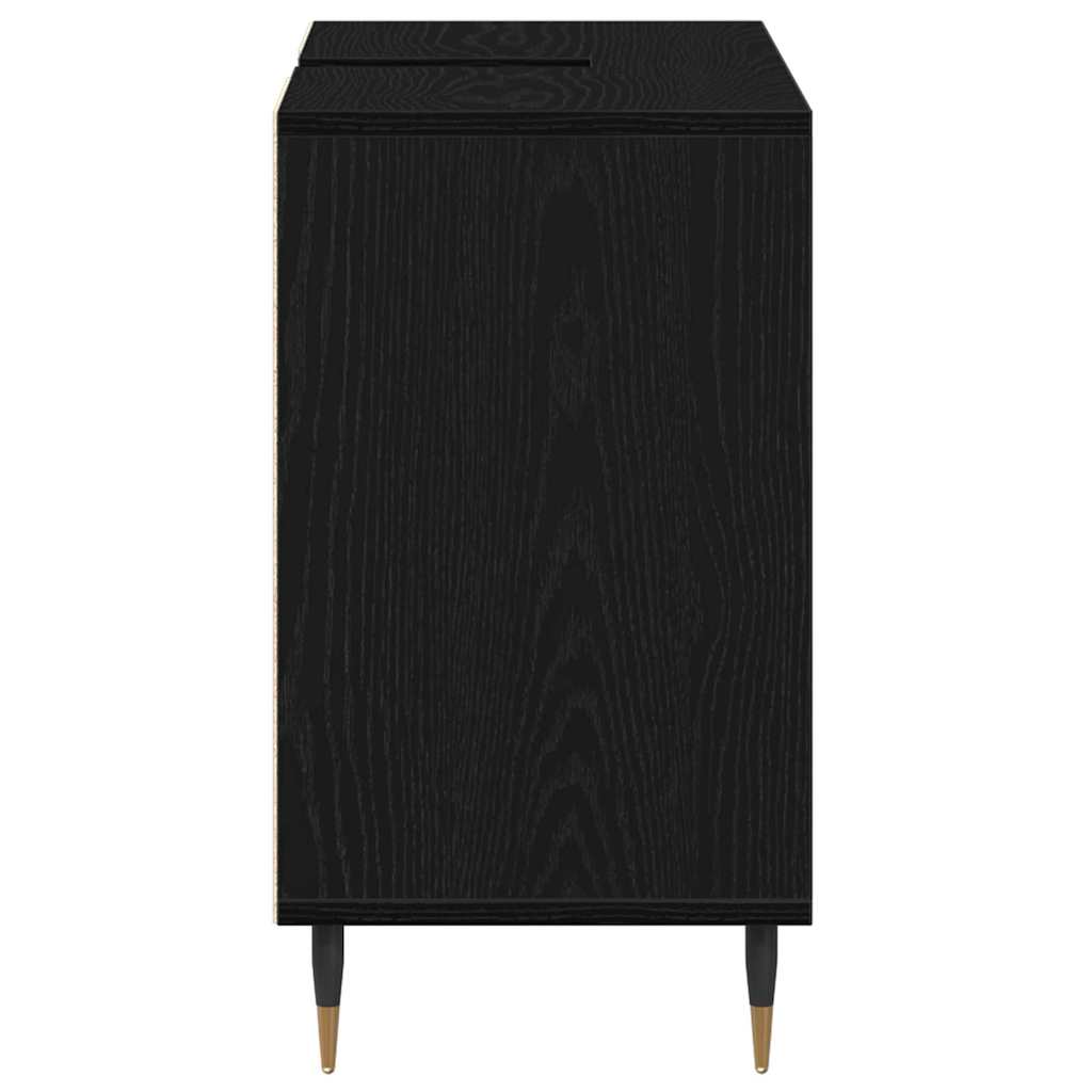 Badezimmerschrank Schwarz 80 x 33 x 60 cm Holzwerkstoff