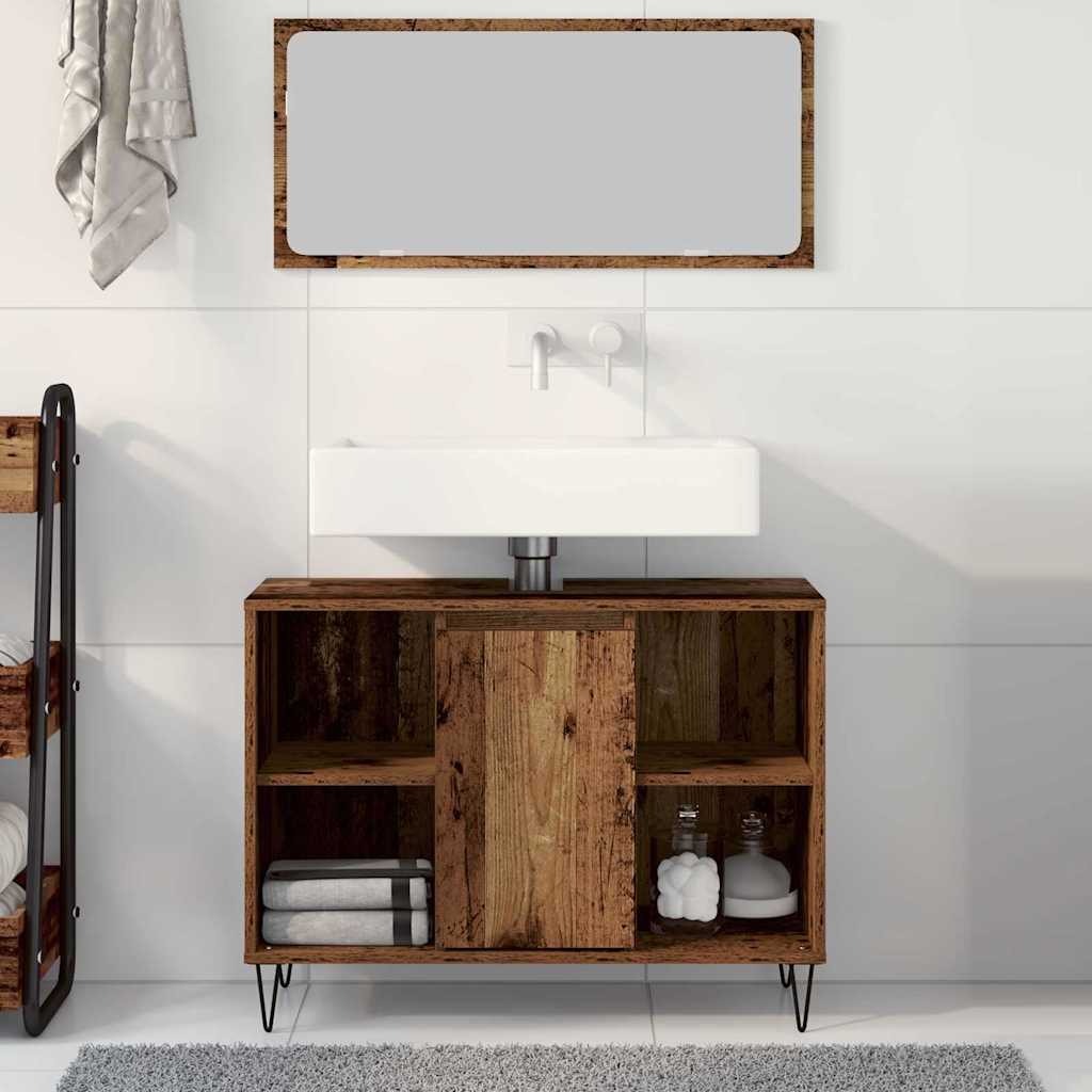 Badezimmerschrank Altholz 80 x 33 x 60 cm Holzwerkstoff
