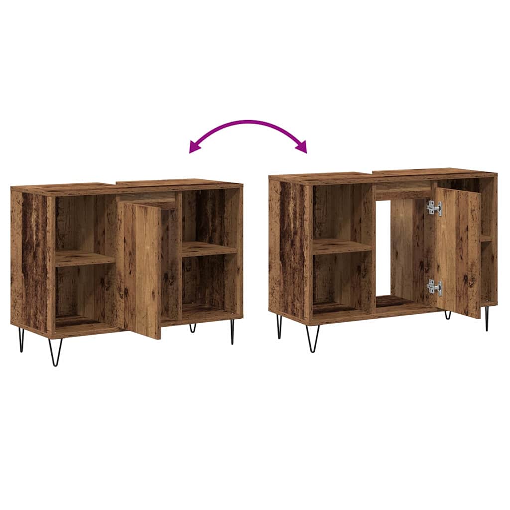 Badezimmerschrank Altholz 80 x 33 x 60 cm Holzwerkstoff