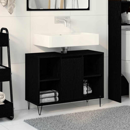 Badezimmerschrank Schwarz 80 x 33 x 60 cm Holzwerkstoff