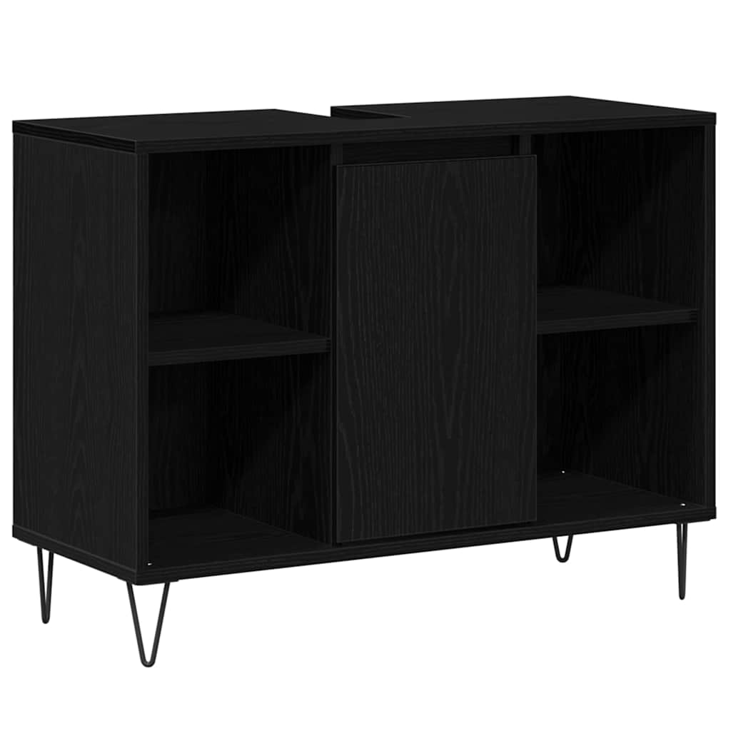 Badezimmerschrank Schwarz 80 x 33 x 60 cm Holzwerkstoff