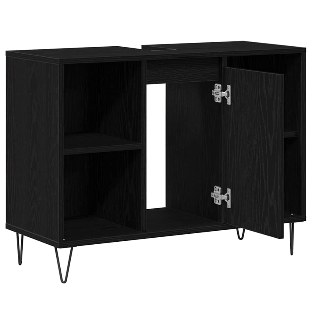 Badezimmerschrank Schwarz 80 x 33 x 60 cm Holzwerkstoff