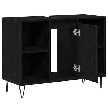 Badezimmerschrank Schwarz 80 x 33 x 60 cm Holzwerkstoff