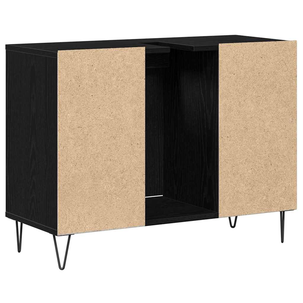 Badezimmerschrank Schwarz 80 x 33 x 60 cm Holzwerkstoff