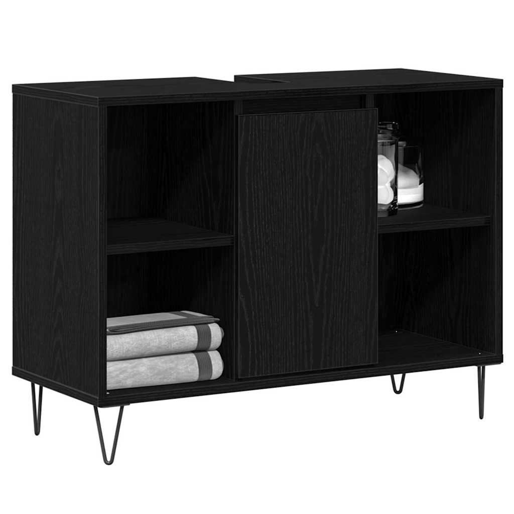 Badezimmerschrank Schwarz 80 x 33 x 60 cm Holzwerkstoff