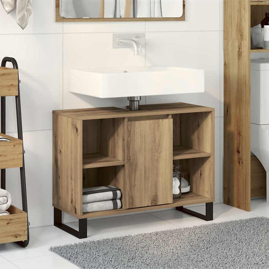 Badezimmer Schrank mit Regal Eiche handwerklich 80 x 33 x 60 cm