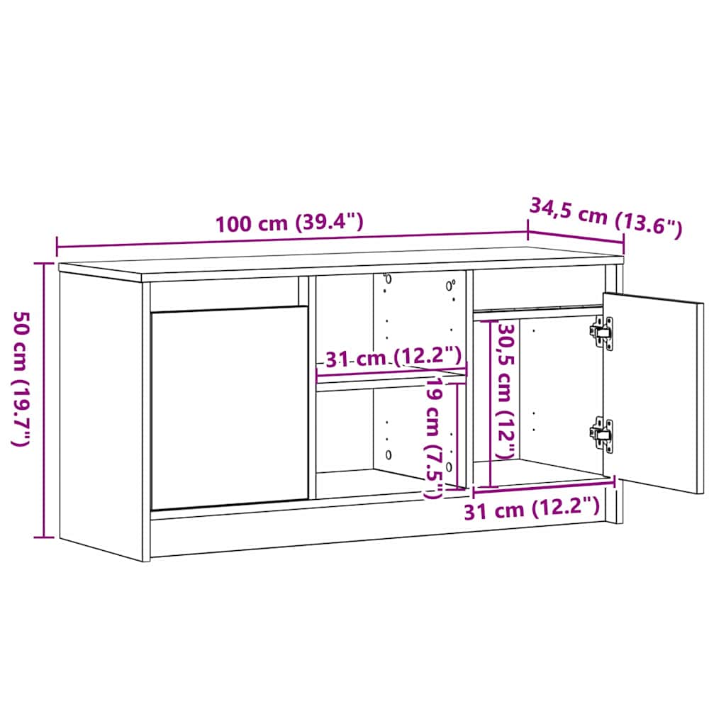 TV-Einheiten 100 x 34 x 50 cm Braun Holzwerkstoff