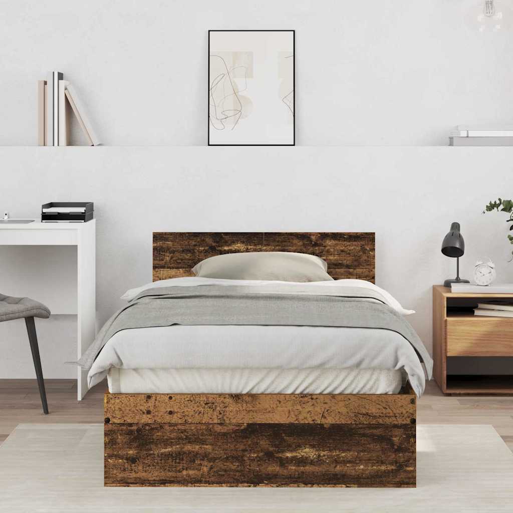Bettgestell mit Kopfteil mit Kopfteil Altholz 203 x 104 x 70 cm