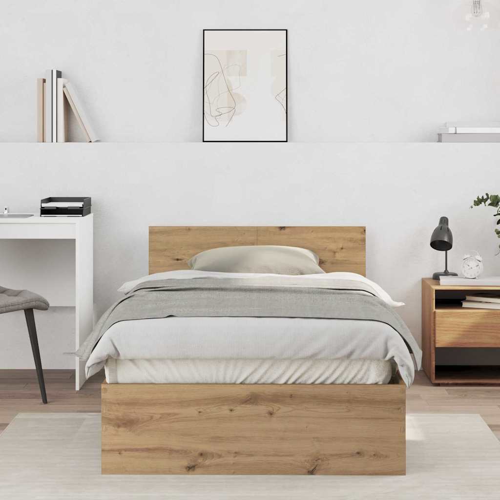 Bettgestell mit Kopfteil Artisan-Eiche 203 x 104 x 70 cm