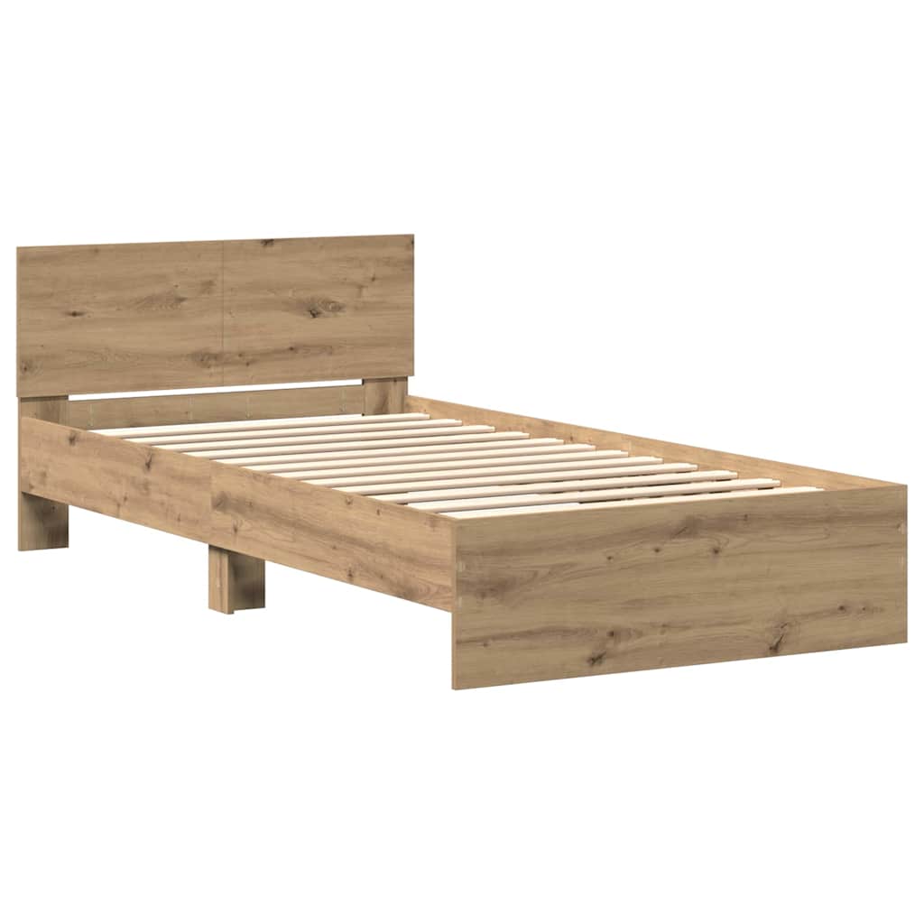 Bettgestell mit Kopfteil Artisan-Eiche 203 x 104 x 70 cm
