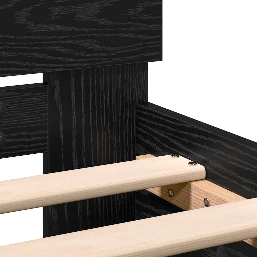 Bettgestell mit Kopfteil Schwarz Eichen-Optik 203 x 104 x 70 cm