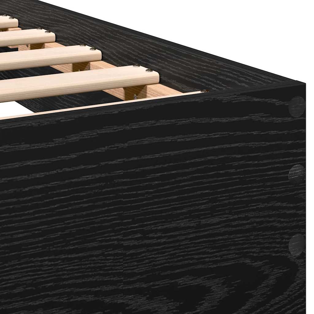 Bettgestell mit Kopfteil Schwarz Eichen-Optik 203 x 104 x 70 cm