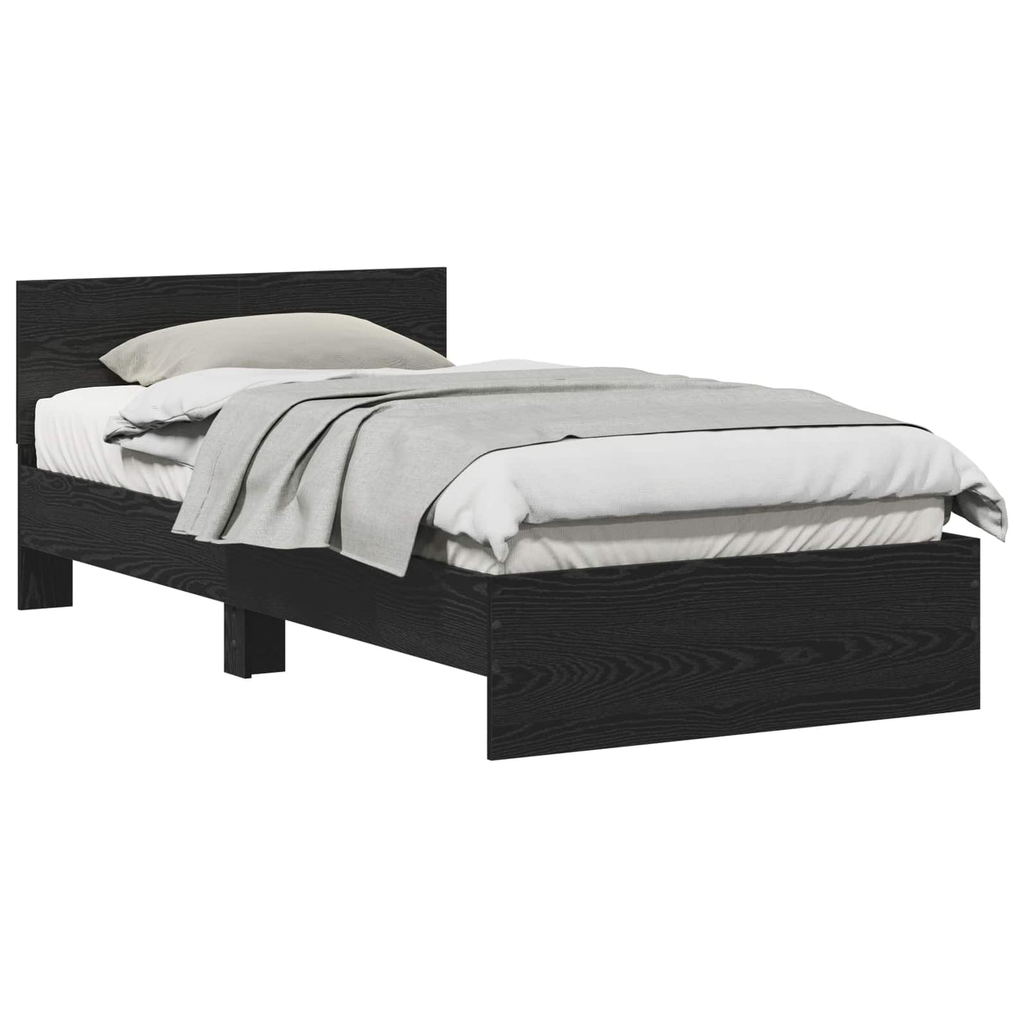 Bettgestell mit Kopfteil Schwarz Eichen-Optik 203 x 104 x 70 cm