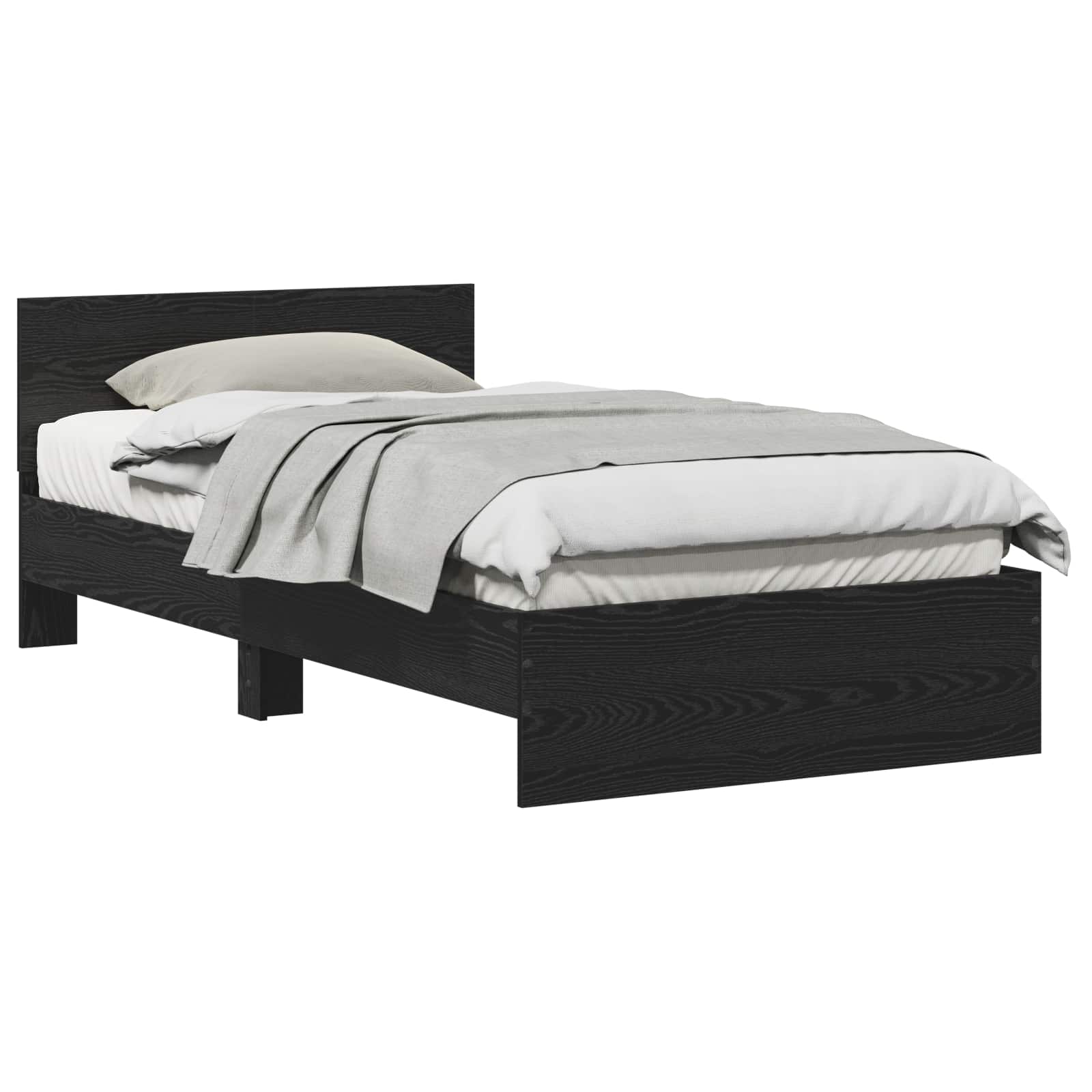 Bettgestell mit Kopfteil Schwarz Eichen-Optik 203 x 104 x 70 cm