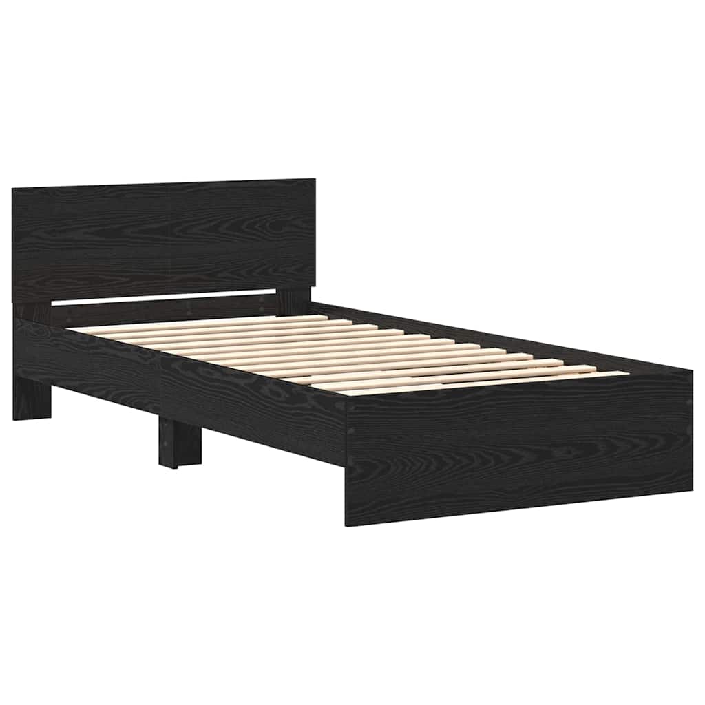 Bettgestell mit Kopfteil Schwarz Eichen-Optik 203 x 104 x 70 cm
