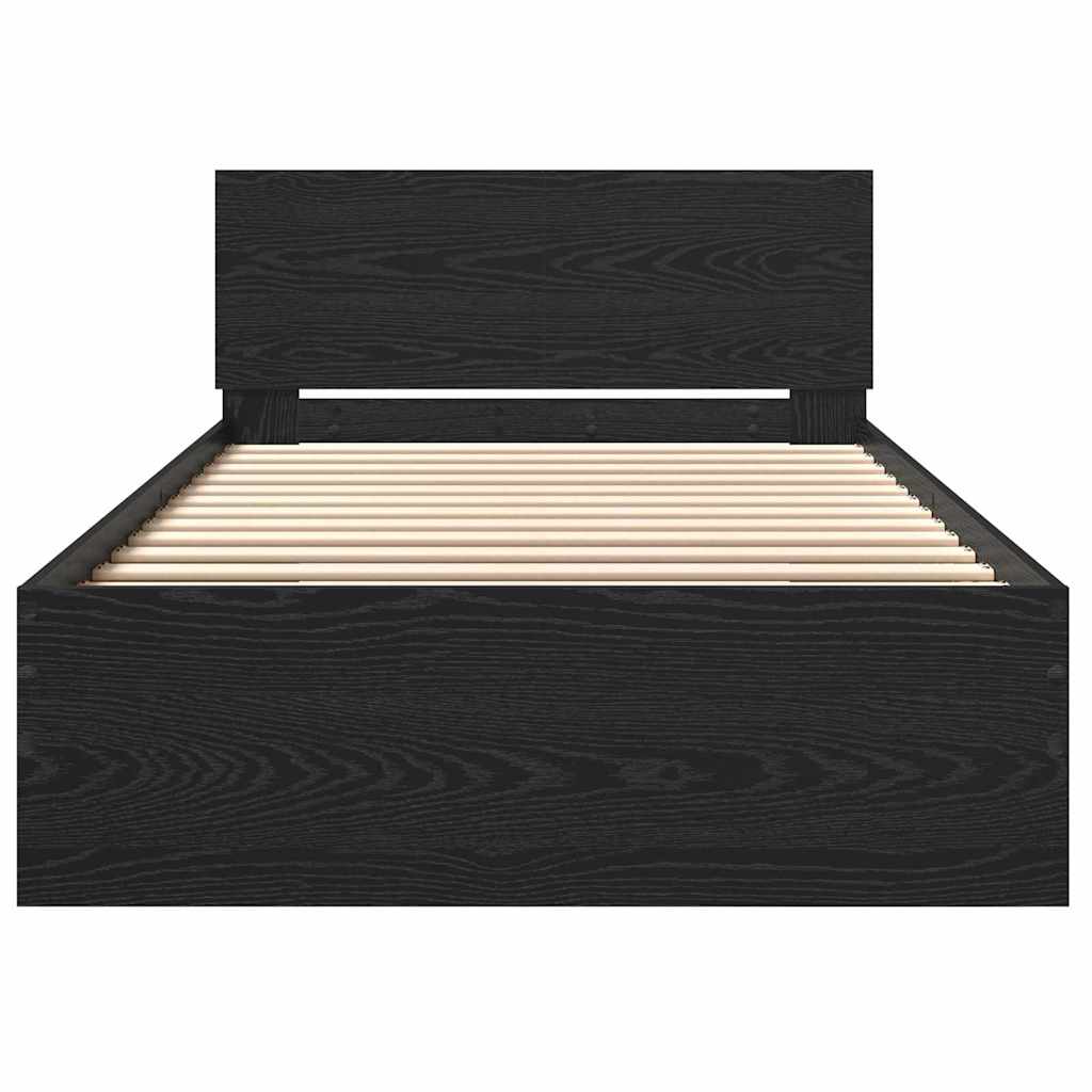 Bettgestell mit Kopfteil Schwarz Eichen-Optik 203 x 104 x 70 cm