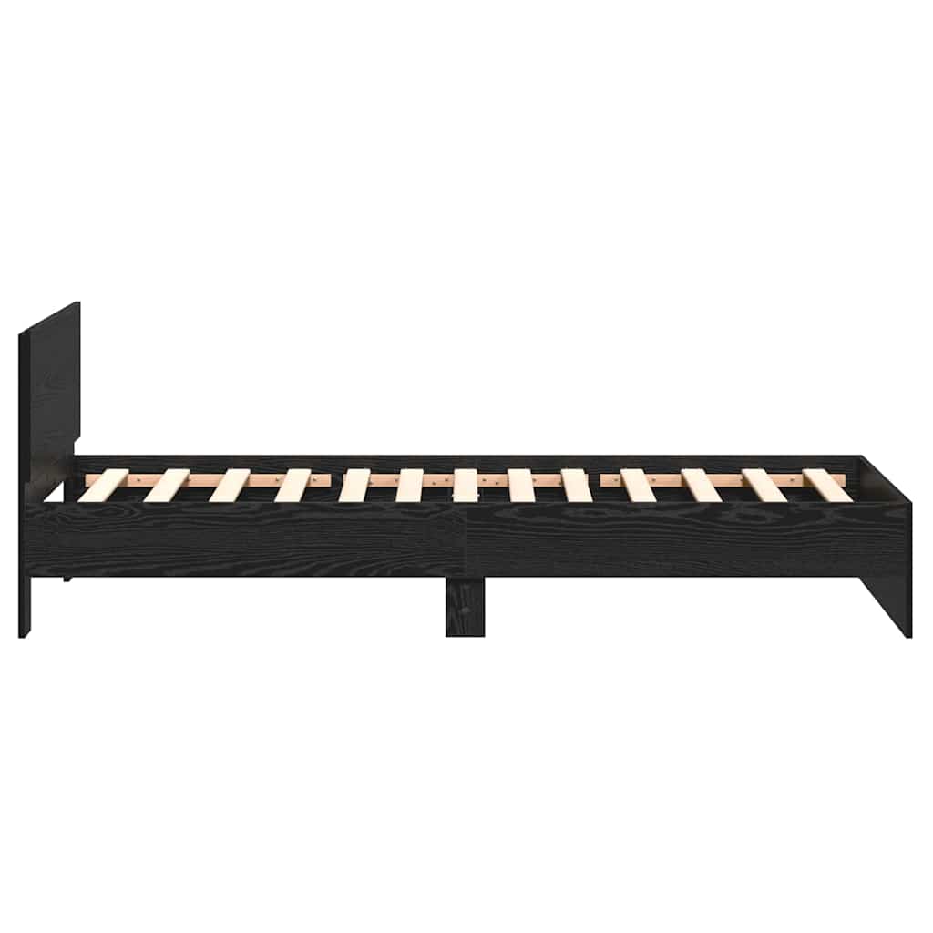 Bettgestell mit Kopfteil Schwarz Eichen-Optik 203 x 104 x 70 cm