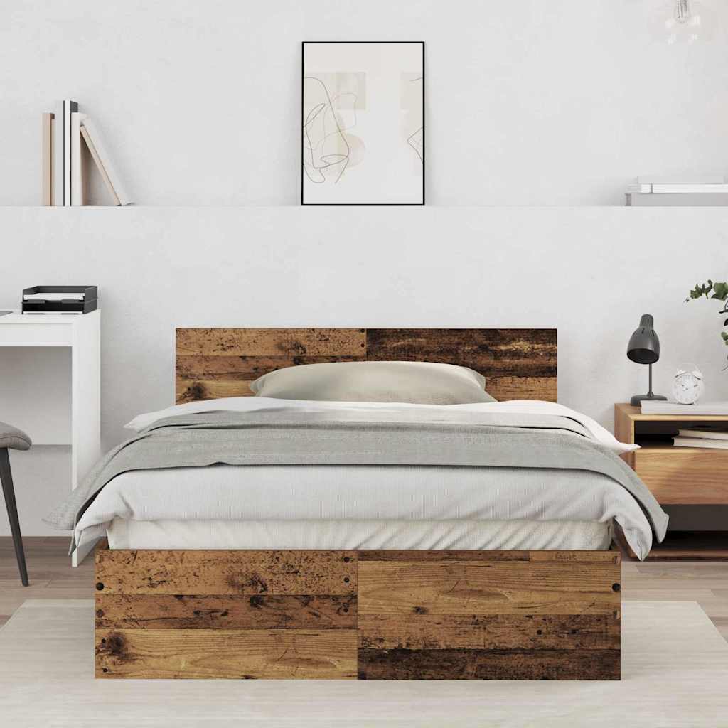 Bettgestell mit Kopfteil mit Kopfteil Altholz 193 x 125 x 70 cm