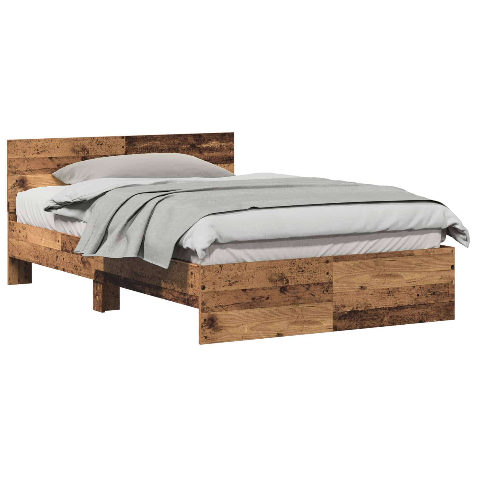 Bettgestell mit Kopfteil mit Kopfteil Altholz 193 x 125 x 70 cm