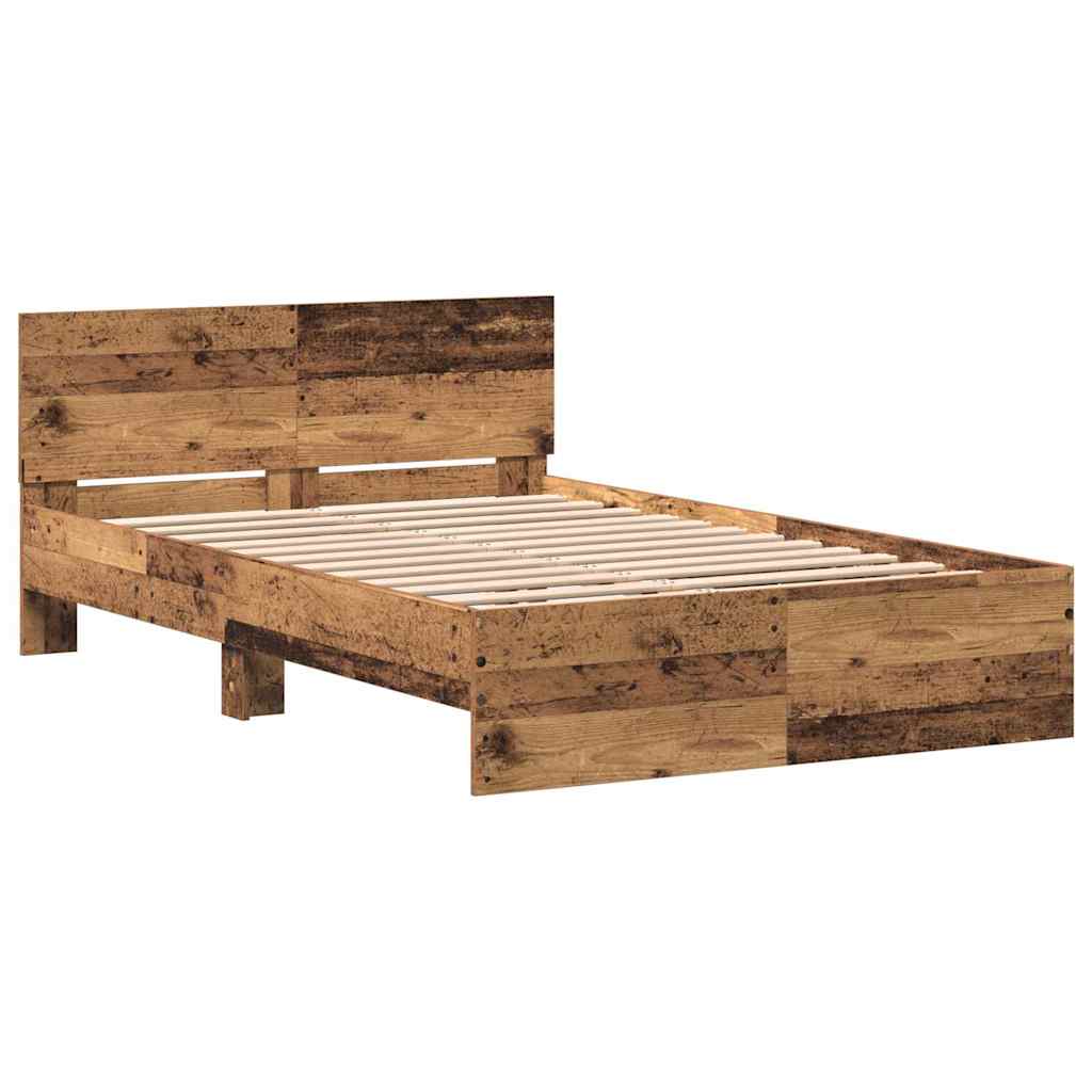 Bettgestell mit Kopfteil Altholz 120 x 190 cm Holzwerkstoff