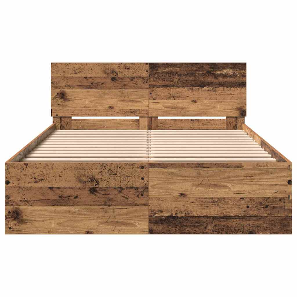 Bettgestell mit Kopfteil mit Kopfteil Altholz 193 x 125 x 70 cm