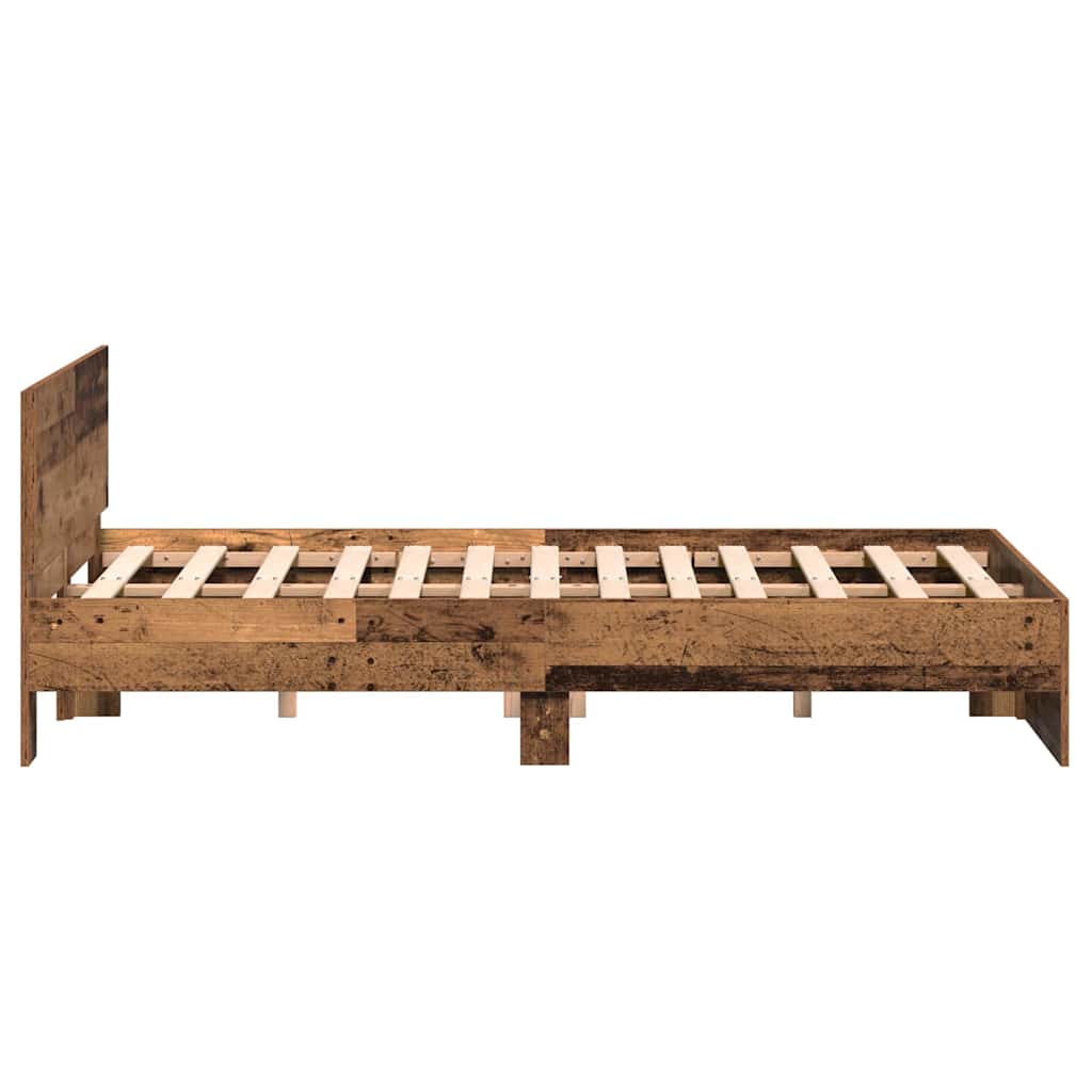 Bettgestell mit Kopfteil mit Kopfteil Altholz 193 x 125 x 70 cm