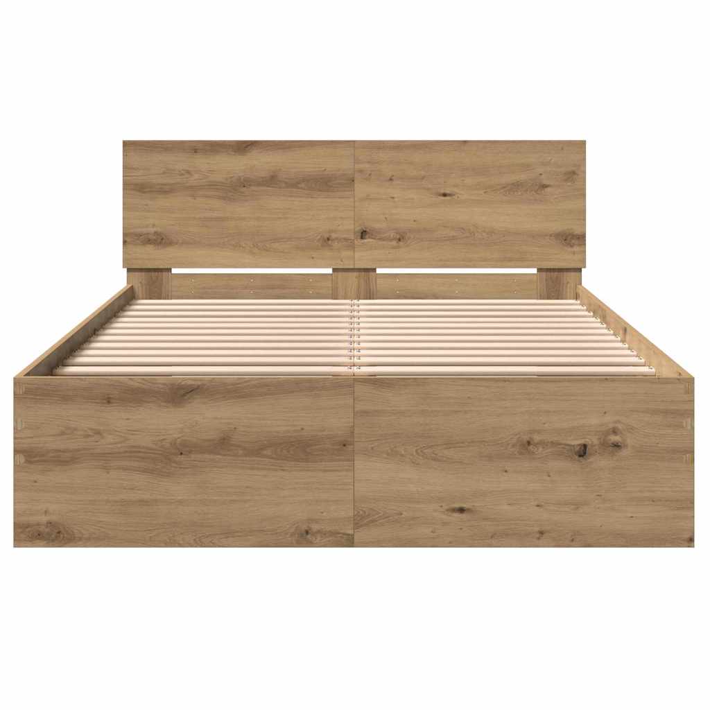 Bettgestell mit Kopfteil Artisan-Eiche 193 x 125 x 70 cm