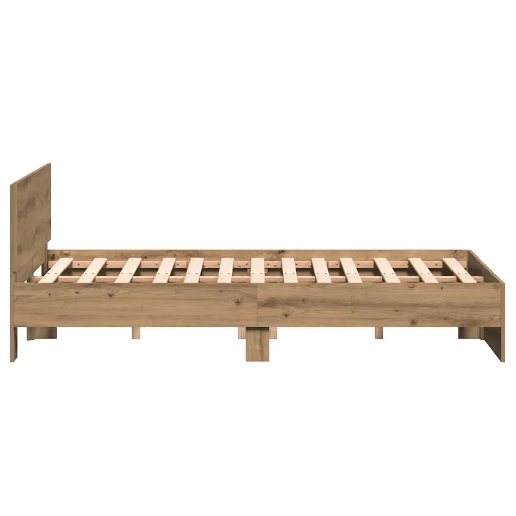 Bettgestell mit Kopfteil Artisan-Eiche 193 x 125 x 70 cm
