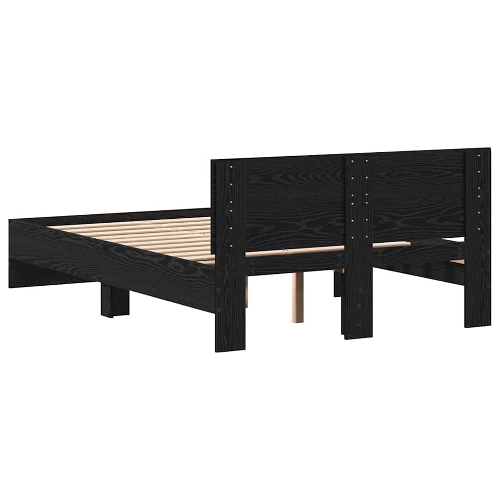 Bettgestell mit Kopfteil Schwarz Eichen-Optik 120 x 190 cm