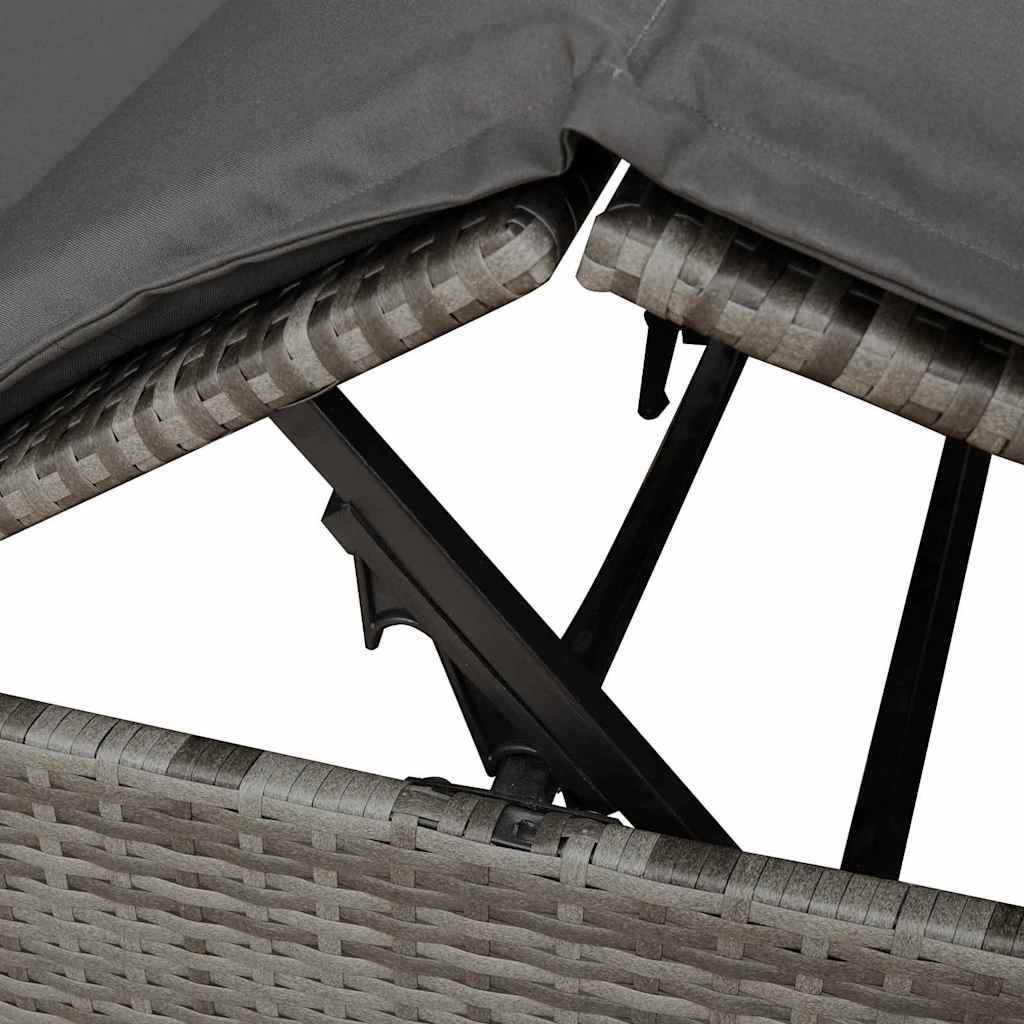 Doppelte Sonnenliege Grau 205 x 129 x 200 cm Poly-Rattan