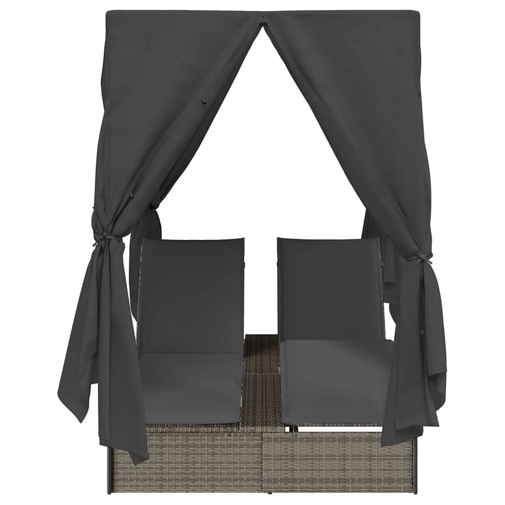 Doppelte Sonnenliege Grau 205 x 129 x 200 cm Poly-Rattan