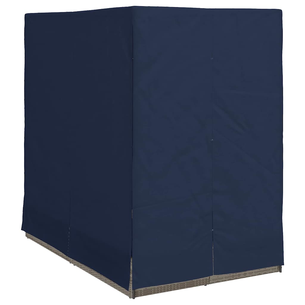 Ensemble de 2 chaises longues doubles en rotin gris et bleu marine de grande taille