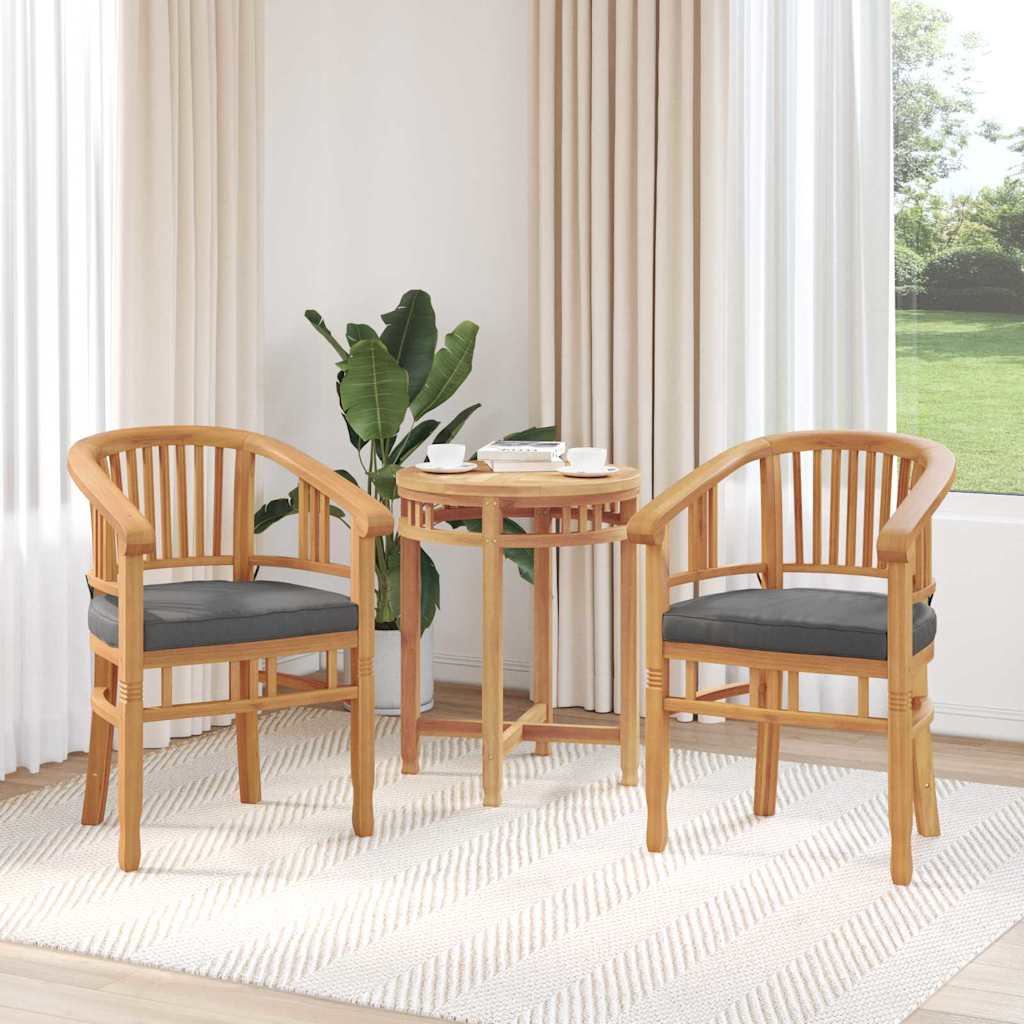 Stuhl 2 Stk. Braun Massivholz Teak