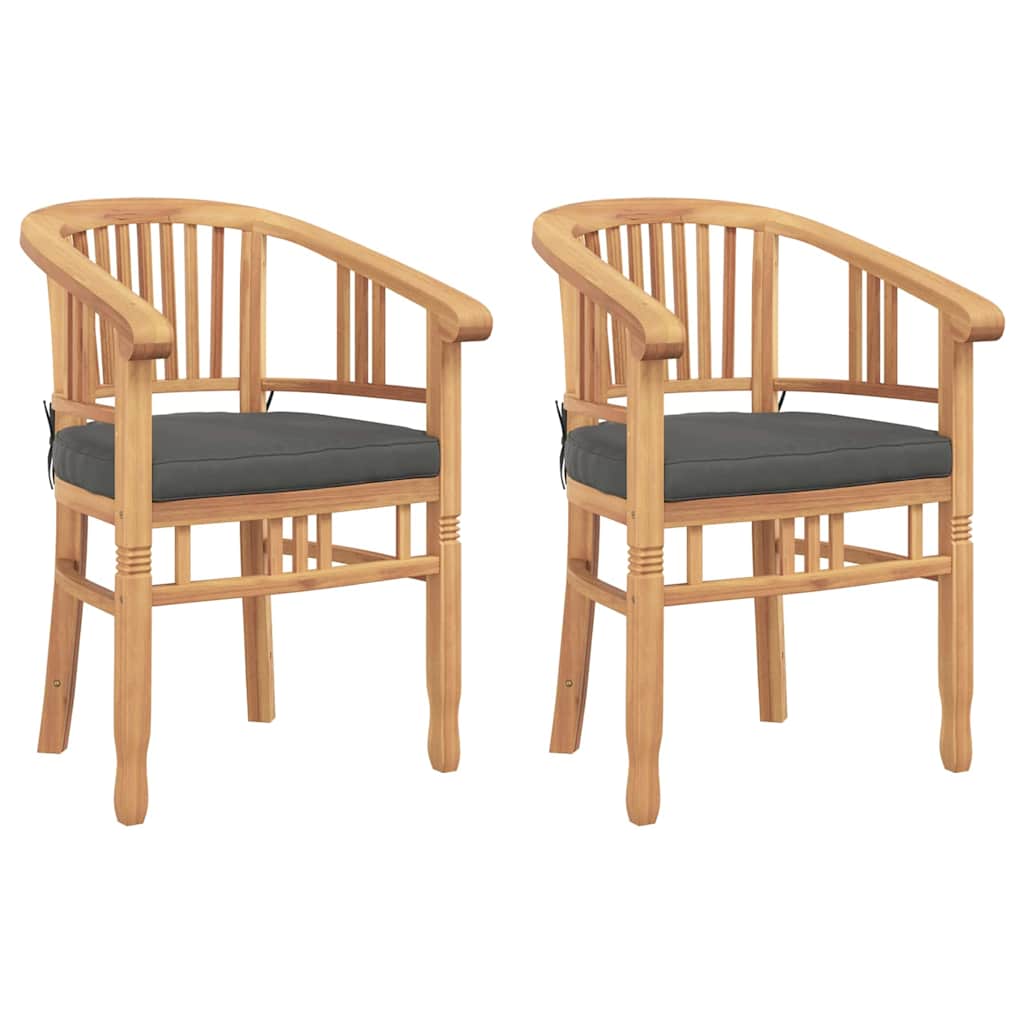 Stuhl 2 Stk. Braun Massivholz Teak