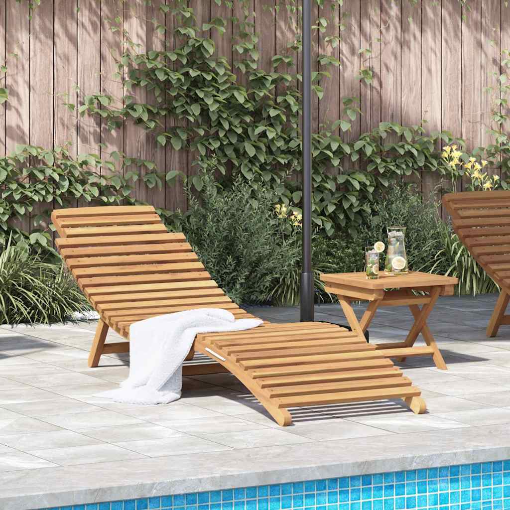 Sonnenliege 2 Stk. Massivholz Teak Braun