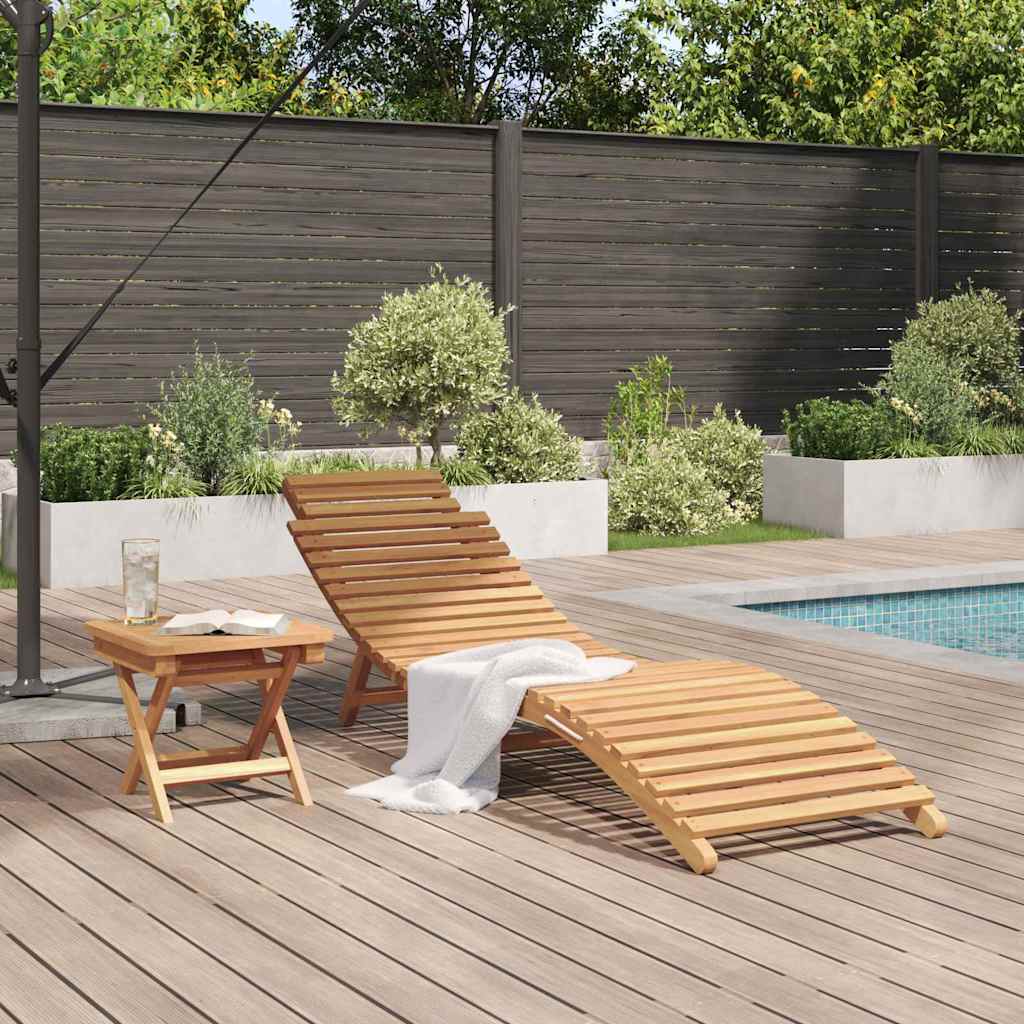 Sonnenliege 2 Stk. Massivholz Teak Braun