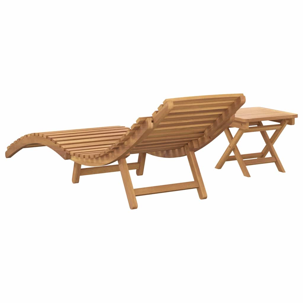 Sonnenliege 2 Stk. Massivholz Teak Braun