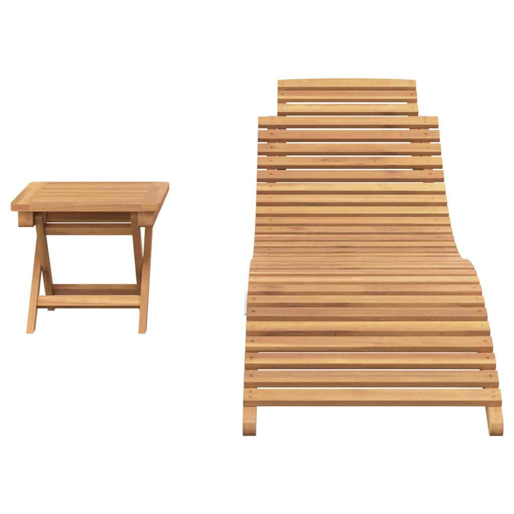 Sonnenliege 2 Stk. Massivholz Teak Braun