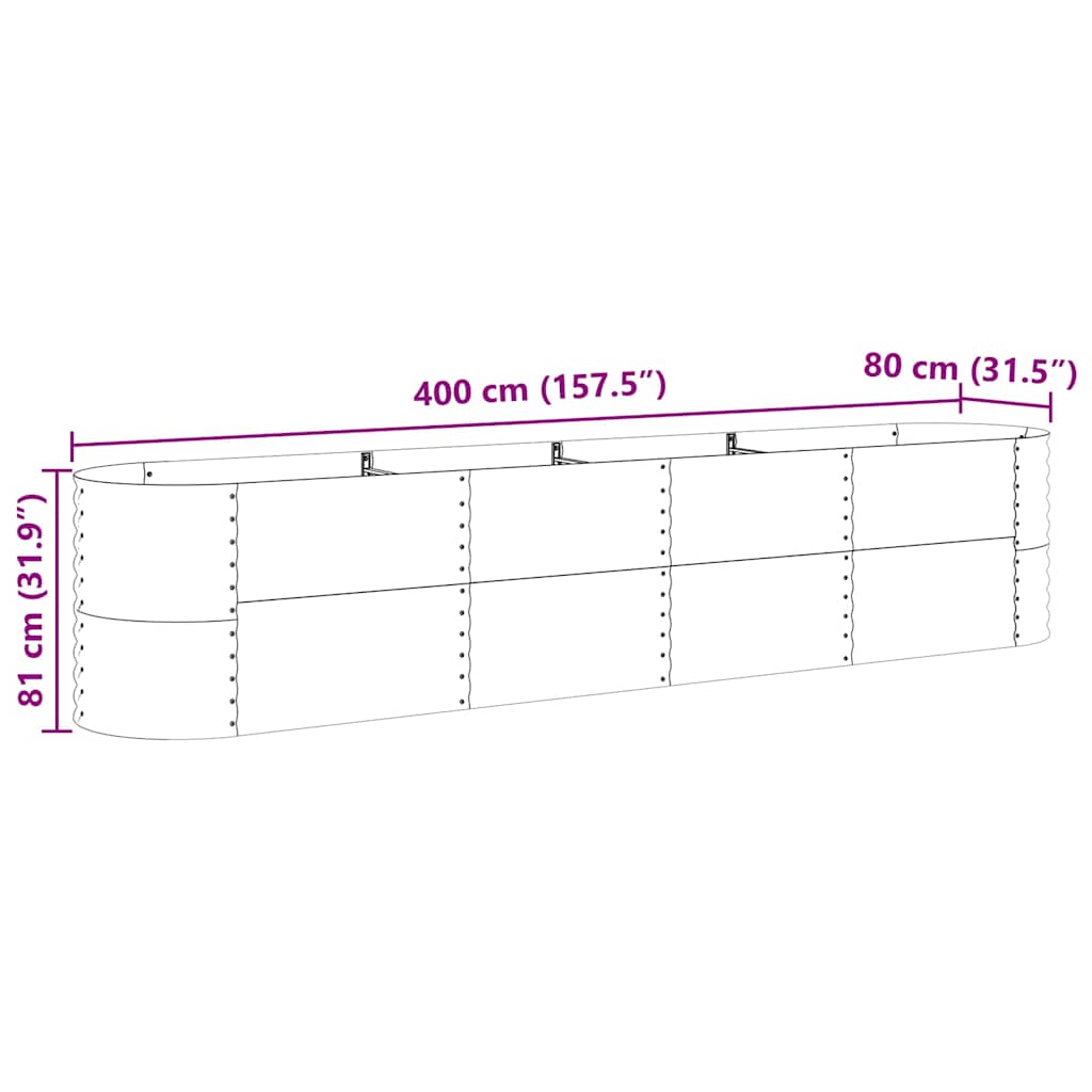Hochbeet Braun 400 x 80 x 81 cm Stahl