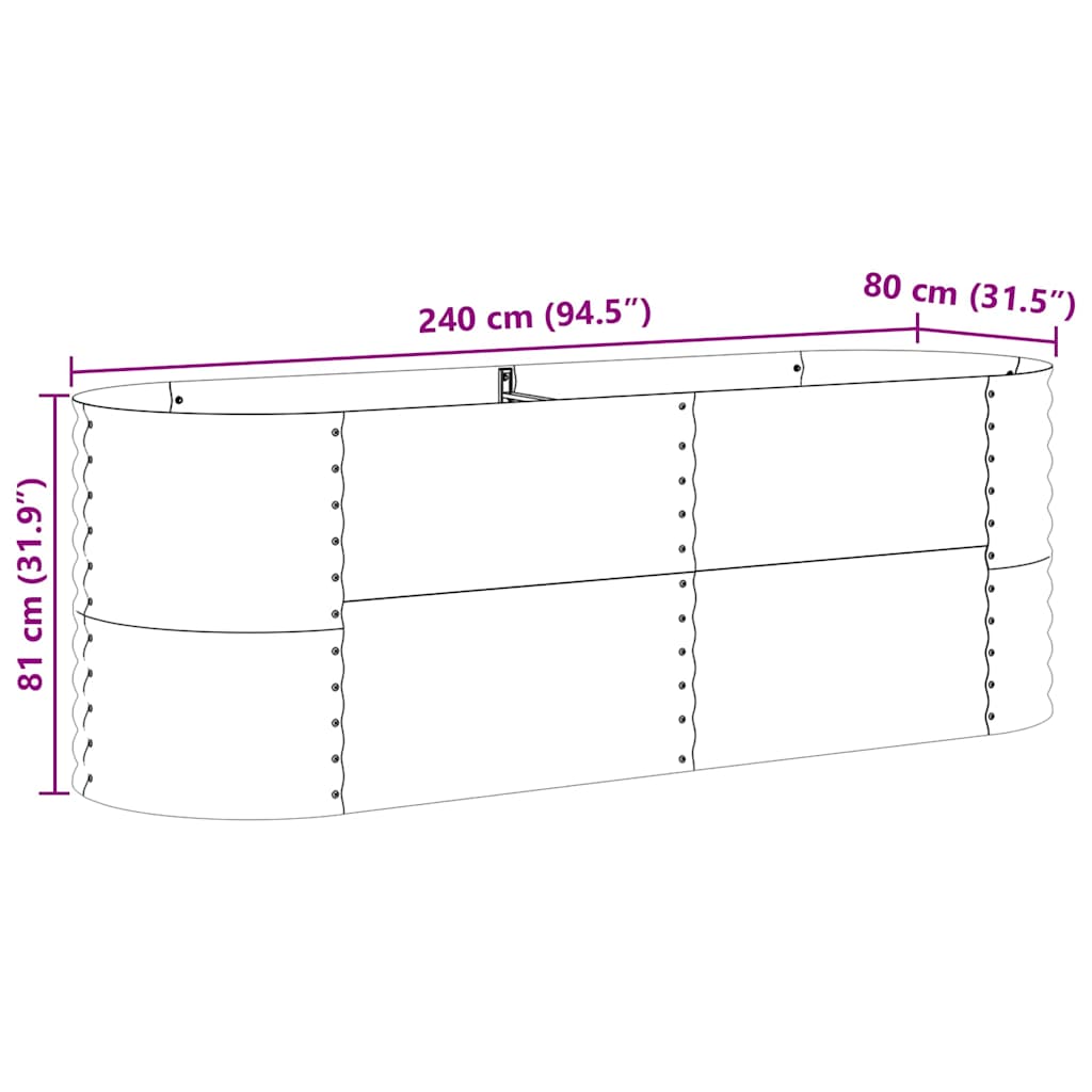 Garten-Hochbeet Braun 240 x 80 x 81 cm Stahl