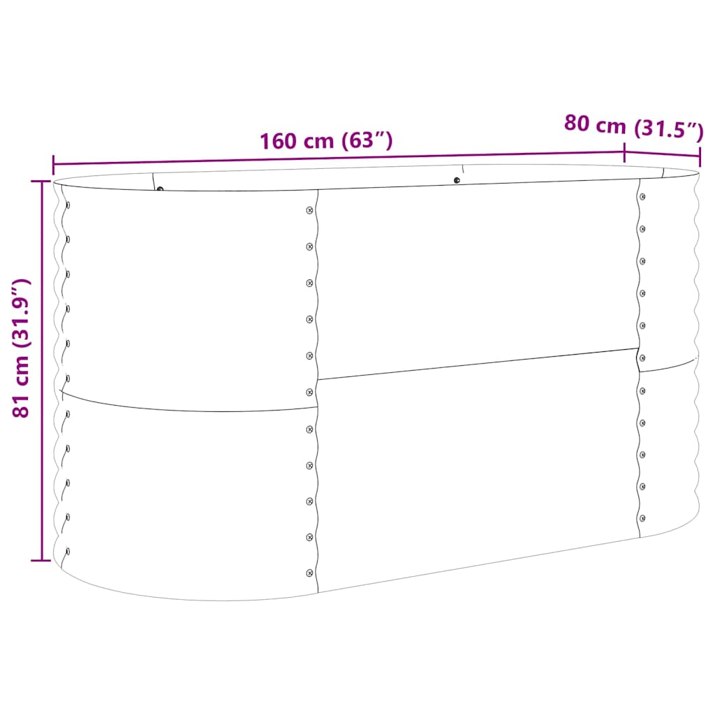 Hochbeet Braun 160 x 80 x 81 cm Stahl