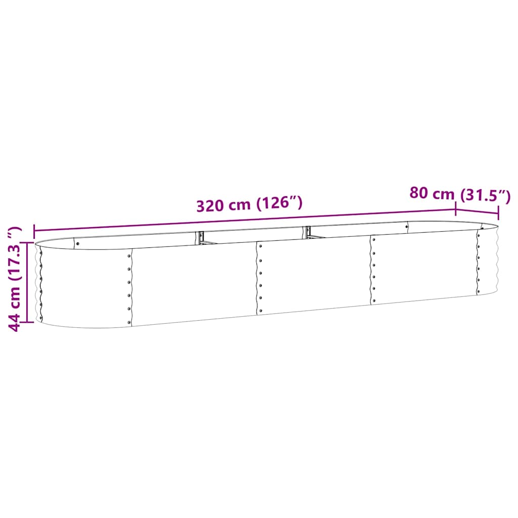 Garten-Hochbeet Braun 320 x 80 x 44 cm Stahl