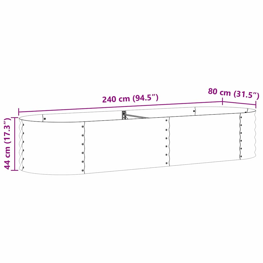 Garten-Hochbeet Braun 240 x 80 x 44 cm Stahl