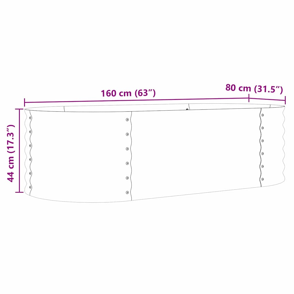 Garten-Hochbeet Braun 160 x 80 x 44 cm Stahl